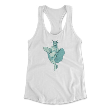 Statue Of Liberty Marilyn Monroe Womens Racerback Tank in White color